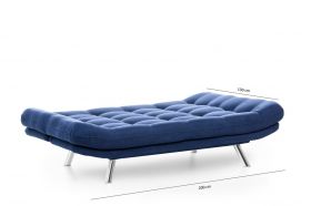 Canapea extensibila Misa Sofabed, Futon, 3 locuri, 198x128 cm, metal, bleumarin