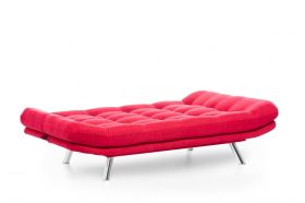 Canapea extensibila Misa Sofabed, Futon, 3 locuri, 198x128 cm, metal, rosu