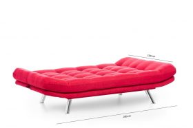 Canapea extensibila Misa Sofabed, Futon, 3 locuri, 198x128 cm, metal, rosu