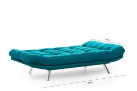 Canapea extensibila Misa Sofabed, Futon, 3 locuri, 198x128 cm, metal, verde petrol