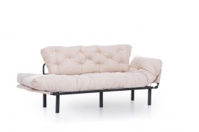 Canapea extensibila Nitta Triple, Futon, 3 locuri, 225x70 cm, metal, crem