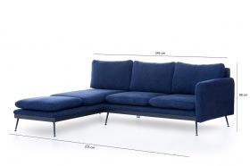 Coltar Reya Corner, Futon, 275x190x90 cm, metal, bleumarin