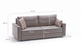 Canapea extensibila Ece, Balcab Home, 3 locuri, 215x90x88 cm, lemn, crem