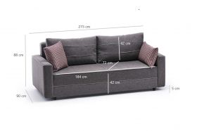 Canapea extensibila Ece, Balcab Home, 3 locuri, 215x90x88 cm, lemn, maro