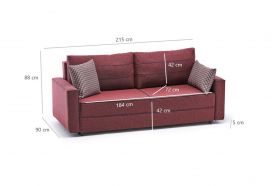 Canapea extensibila Ece, Balcab Home, 3 locuri, 215x90x88 cm, lemn, rosu