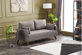 Canapea fixa Bella Sofa, Balcab Home, 2 locuri, 177x81x85 cm, lemn, maro