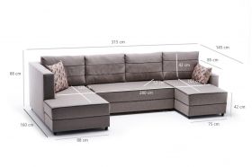 Coltar extensibil Ece Panoramik, Balcab Home, 315x90x88 cm, lemn, crem