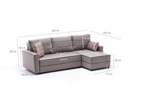 Coltar extensibil pe dreapta Ece, Balcab Home, 242x90x88 cm, lemn, crem