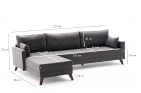 Coltar pe stanga Bella, Balcab Home, 275x81x85 cm, lemn, antracit