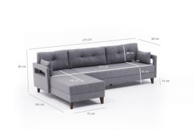 Coltar pe stanga Comfort, Balcab Home, 275x80x80 cm, lemn, gri