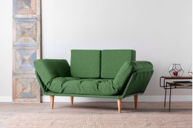 Canapea extensibila Nina Daybed, Futon, 3 locuri, 200x70 cm, metal, verde