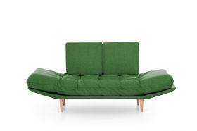 Canapea extensibila Nina Daybed, Futon, 3 locuri, 200x70 cm, metal, verde