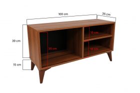 Comoda TV Zisino Walnut, Kalune Design, 100x35x54 cm, maro