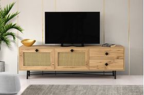 Comoda TV Hapsiyas, Kalune Design, 180x40x60 cm, natural/negru