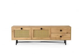 Comoda TV Hapsiyas, Kalune Design, 180x40x60 cm, natural/negru