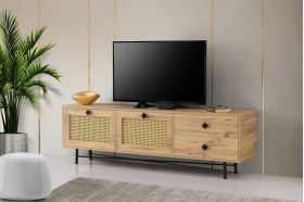 Comoda TV Hapsiyas, Kalune Design, 180x40x60 cm, natural/negru