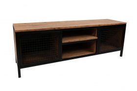 Comoda TV Zeno, Kalune Design, 150x40x47 cm, natural/negru