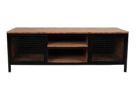 Comoda TV Zeno, Kalune Design, 150x40x47 cm, natural/negru