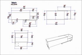 Comoda TV, Retricy, Parion, 165x35x41 cm, PAL, Alb / Safir