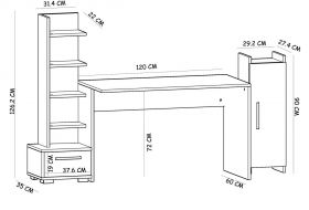 Birou, Olivia, Dawn, 120x72x60 cm, PAL, Stejar Safir / Alb / Antracit