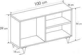 Comoda TV Zisino Pine, Kalune Design, 100x35x54 cm, maro