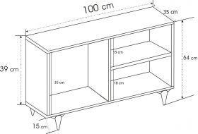 Comoda TV Zisino Pine, Kalune Design, 100x35x54 cm, maro