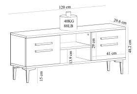 Comoda TV, Olivia, View, 120x48.2x29.6 cm, PAL, Alb