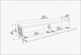 Comoda TV, Retricy, Lerze, 149.2x35x38 cm, PAL, Alb/Negru