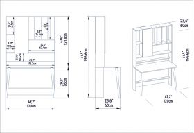 Birou, Retricy, Wood, 120x60x196.6 cm, PAL, Stejar alb