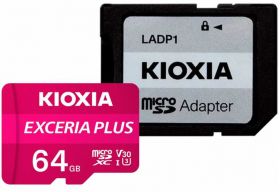 Card memorie KIOXIA Micro SDXC Exceria Plus 64GB UHS-I U3 Clasa 10 + Adaptor SD