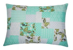 Set pilota primavara/vara si 2 perne Viseo Green Flowers SomnART, microfibra, 150 g/mp, 180x200 cm + 50x70 cm