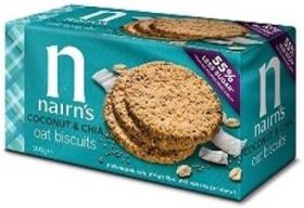 Biscuiti din ovaz integral cu cocos si seminte de chia 200g - Nairn’s