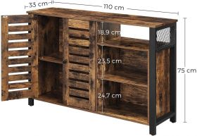 Bufet inferior, Vasagle, 114 x 33 x 75 cm, otel/PAL, maro rustic