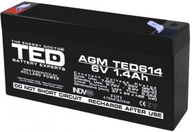 acumulator 6v stationar vrla, dimensiuni 97 x 24 x 52 mm, baterie 6v 1.4ah f1, ted electric ted002839