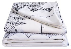 Lenjerie de pat bumbac polycotton, SomnART, pentru pat de 2 persoane XXL (2 fete perne 50x70, cearceaf pat 240x260, cearceaf pilota 220x200), Afrodita