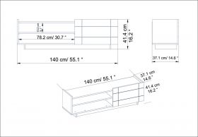 Comoda TV, Decorotika, Valantina, 140x41.4x37.1 cm, Alb