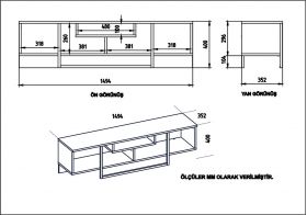 Comoda TV, Zena Home, Asal (150), PAL, Alb / Negru / Stejar