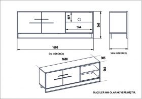 Comoda TV, Zena Home, Polka, PAL, Aur/Negru