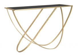 Consola Ring, Mauro Ferretti, 120x40x79 cm, fier, negru/auriu