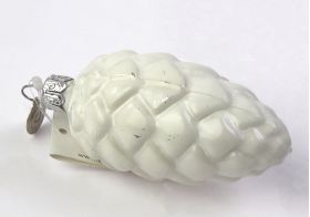 Glob Craciun - Glass Pine Cone, White Opal, 7cm | Drescher