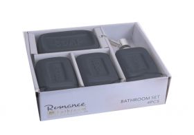 Set de baie Romance, 4 piese, ceramica, gri grafit