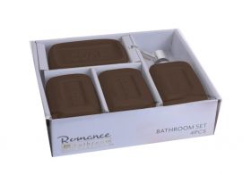 Set de baie Romance, 4 piese, ceramica, maro