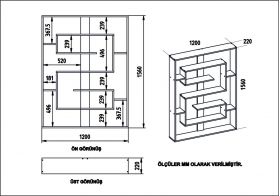 Biblioteca Esteban, Zena Home, 120x22x156 cm, natural/negru