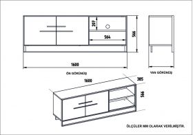 Comoda TV Polka, Zena Home, 160x38.5x56.6 cm, auriu/alb