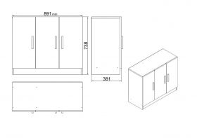 Set mobilier pentru camera de studiu, 5 piese, Locelso, VO16 - BA, pal melaminat, maro/antracit