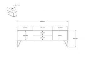 Comoda TV, Puqa Design, Eva, 140x50x30 cm, PAL, Nuc/Alb