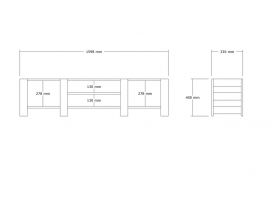 Comoda TV, Puqa Design, Technic, 159.8x40x33.6 cm, PAL, Alb