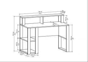 Birou, Retricy, Queens, 120x59.6x95.2 cm, PAL, Alb / Antracit