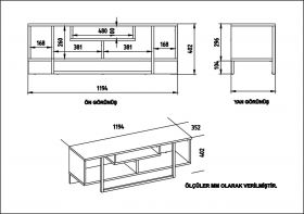 Comoda TV, Zena Home, Asal (120), PAL, Alb / Negru / Stejar