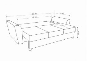 Canapea extensibila Ferrara, 232x97x75 cm, cu lada de depozitare, Graphite